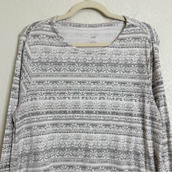 J. Jill 100% Pima Cotton Floral Crewneck Long Sleeves Tee, Size XL - Picture 4 of 13